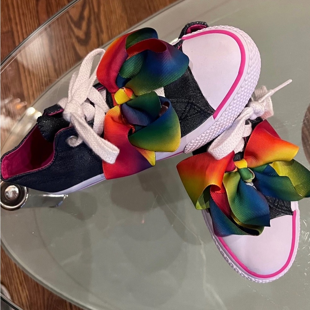 JOJO SIWA SPARKLE DENIM SNEAKERS W/BOW SZ 1.5 NEW